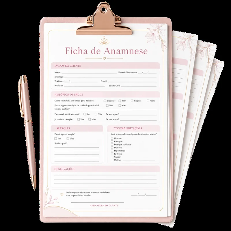 Mockup do bônus Ficha de Anamnese Profissional